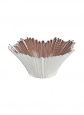 Venezia Decorative Glass Bowl White/Brown 30x13centimeter