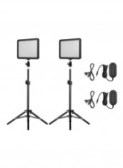 2-Piece LED Video Light Panel Lamp Kit 18x13.5x1.5cm White/Black