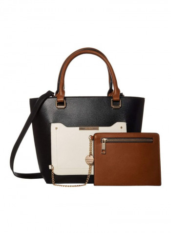 Perimma Shoulder Bag With Clutch Black/White/Brown