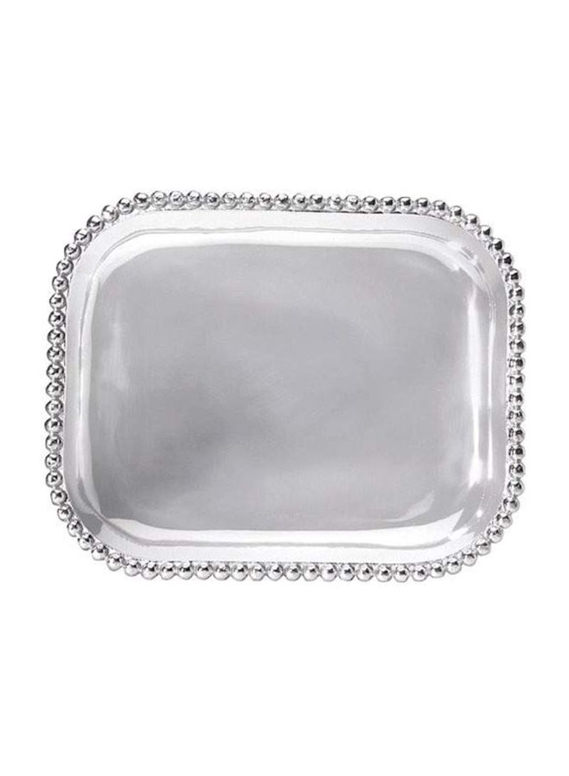 Pearled Rectangular Platter Silver 13.2x10.8x2.8inch