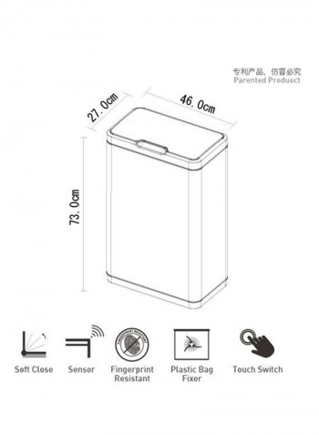 Stainless Steel Trash Bin With Sensor Opening Silver 80L