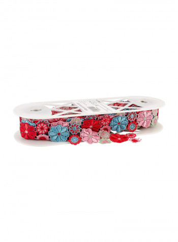 Embroidered Floral Mesh Pink/Red/Blue