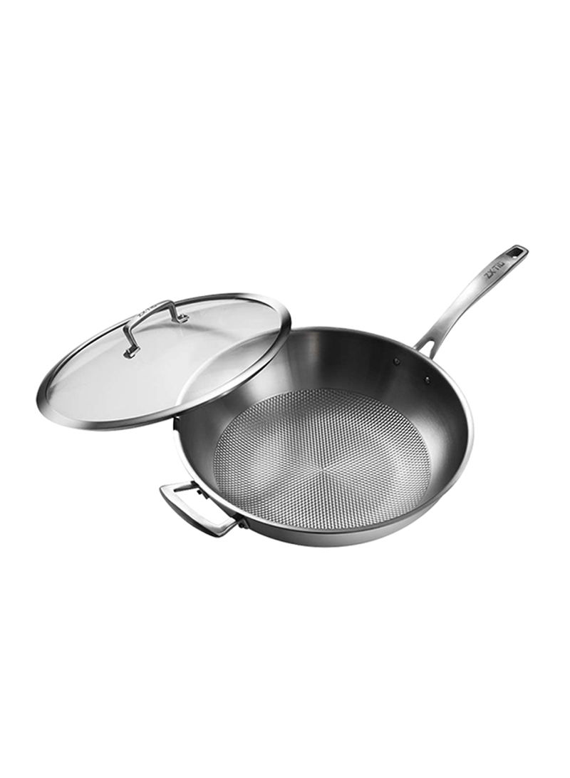 Titanium Frying Pan With Lid Silver