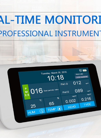 Air Quality Analyzer With Alarm Time And Calendar Display White 26.00 X 12.00 X 13.50cm