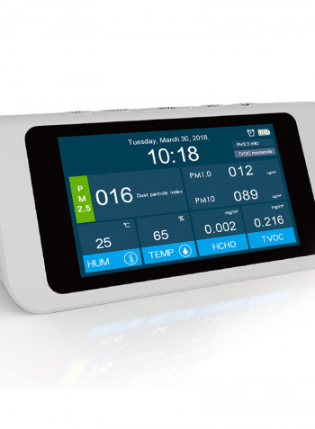 Air Quality Analyzer With Alarm Time And Calendar Display White 26.00 X 12.00 X 13.50cm