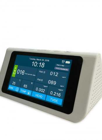 Air Quality Analyzer With Alarm Time And Calendar Display White 26.00 X 12.00 X 13.50cm