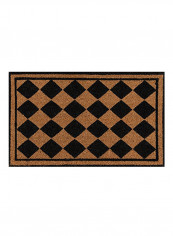 Park Collection Harlequin Hand Woven Natural Coir Doormat Brown/Black