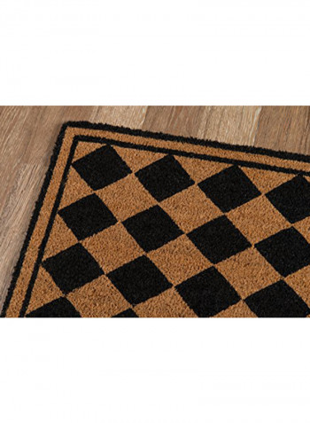 Park Collection Harlequin Hand Woven Natural Coir Doormat Brown/Black