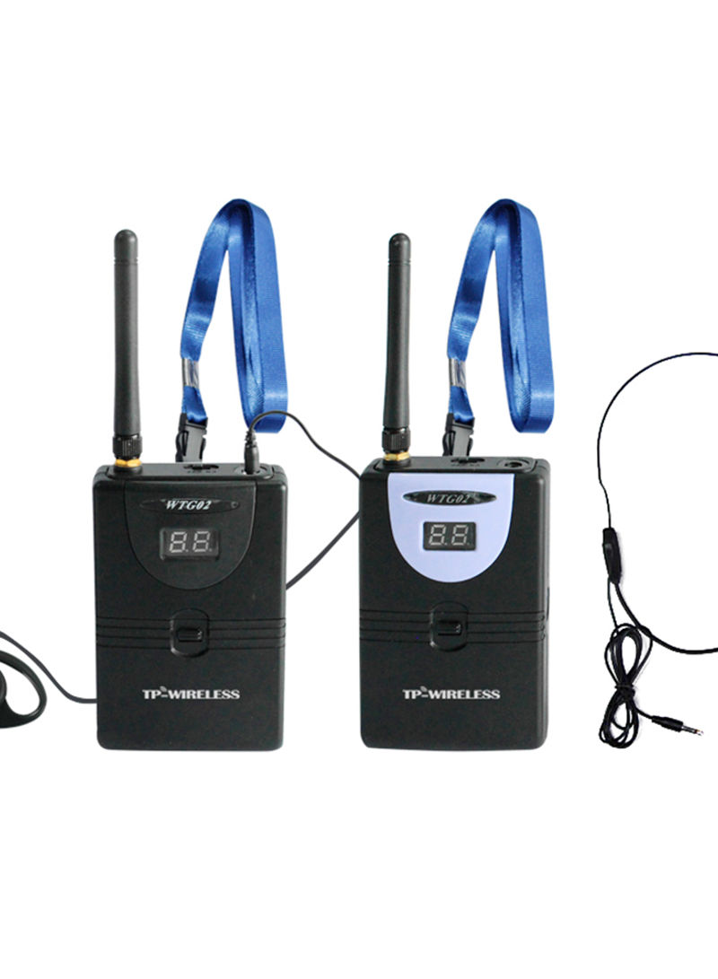 2.4GHz Audio Tour Guide Acoustic Transmission System Headset Microphone 28.4 x 5 x 24.1cm Black