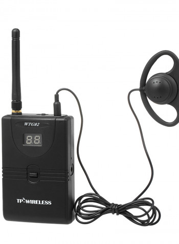 2.4GHz Audio Tour Guide Acoustic Transmission System Headset Microphone 28.4 x 5 x 24.1cm Black