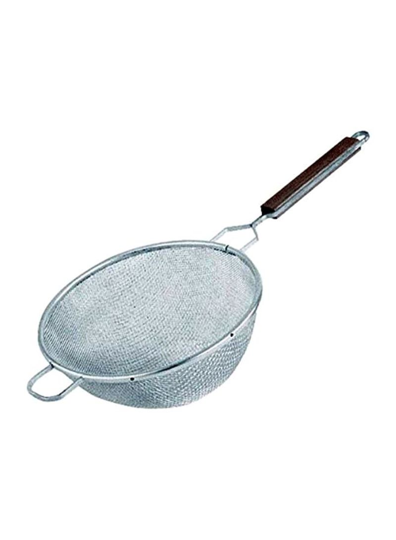 Stainless Steel Mesh Strainer Silver/Brown 10inch