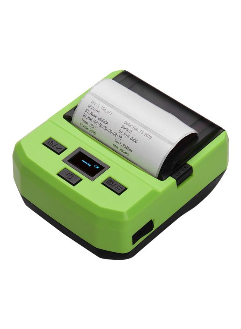 Bluetooth Thermal Barcode Printer Kit 4.7x4.3x2.3inch Green/Black