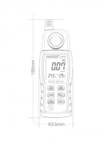 Handheld Carbon Dioxide Detector CO2 Gas Concentration Tester Alarm Air Quality Analyzer Black 26.4cm