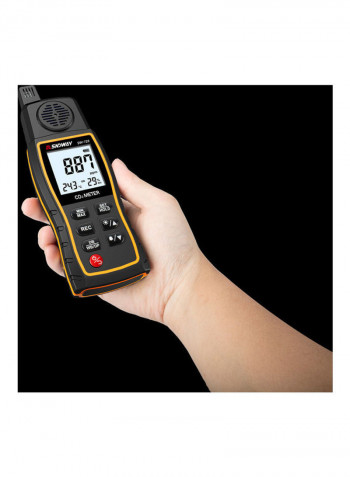 Handheld Carbon Dioxide Detector CO2 Gas Concentration Tester Alarm Air Quality Analyzer Black 26.4cm