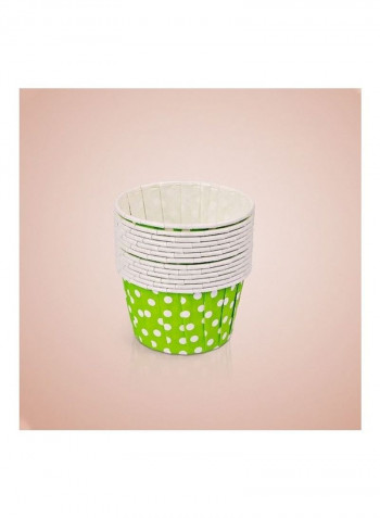 3000-Piece Dot Pattern Round Lamination Cake Baking Cup Green/White