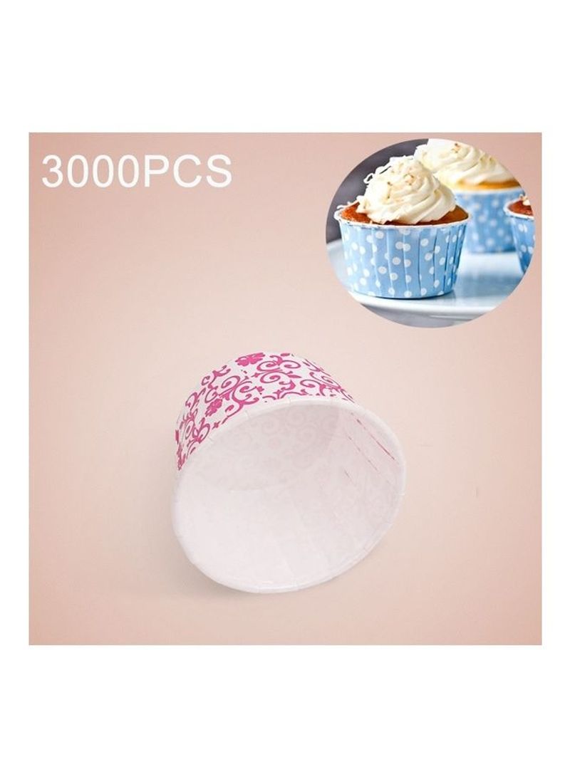 3000-Piece Floral Pattern Round Cake Baking Cup Multicolour