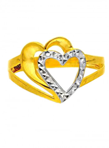 18 Karat Gold Twin Hearts Design Ring