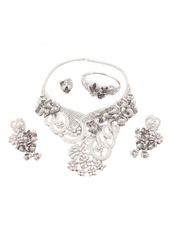 5 Piece Flower Cubic Zirconia Necklace Set
