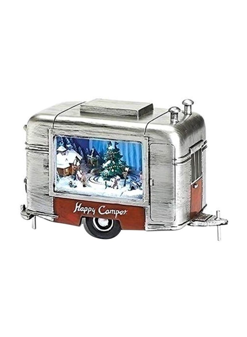 Resin Musical Camper Trailer Box Silver/Red/Blue 9inch