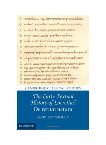 Cambridge Classical Studies: The Early Textual History Of Lucretius' De Rerum Natura Hardcover