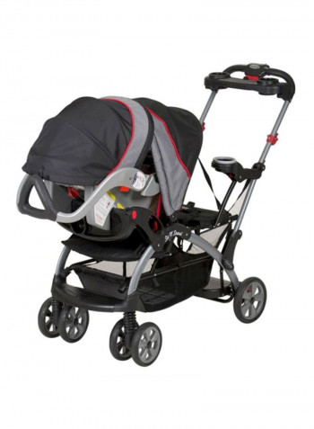 Sit N' Stand Double Seat Stroller - Black/Grey/Red