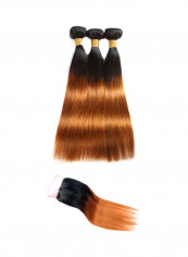 Pack Of 4 Brazilian Straight Hair Extension 1B/30