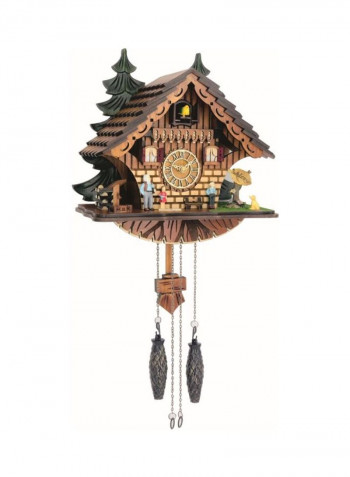 Wooden Decorative Garden Cuckoo Clock Brown/Yellow/Black 29x29x16centimeter