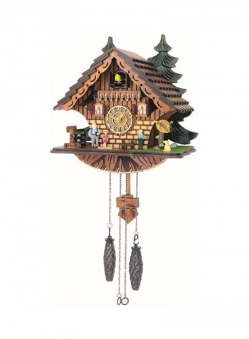 Wooden Decorative Garden Cuckoo Clock Brown/Yellow/Black 29x29x16centimeter
