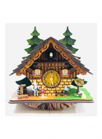 Wooden Decorative Garden Cuckoo Clock Brown/Yellow/Black 29x29x16centimeter