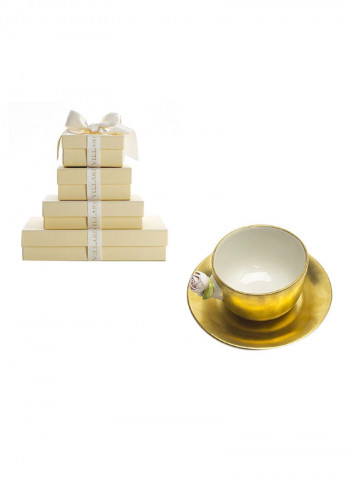 Coffee Cup With Rose And Saucer Full Antique Gold 5X12cm