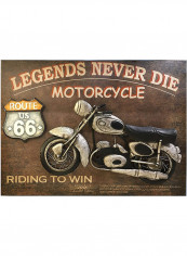 Handmade Legends Never Die Motorcycle Metal Wall Art Multicolour