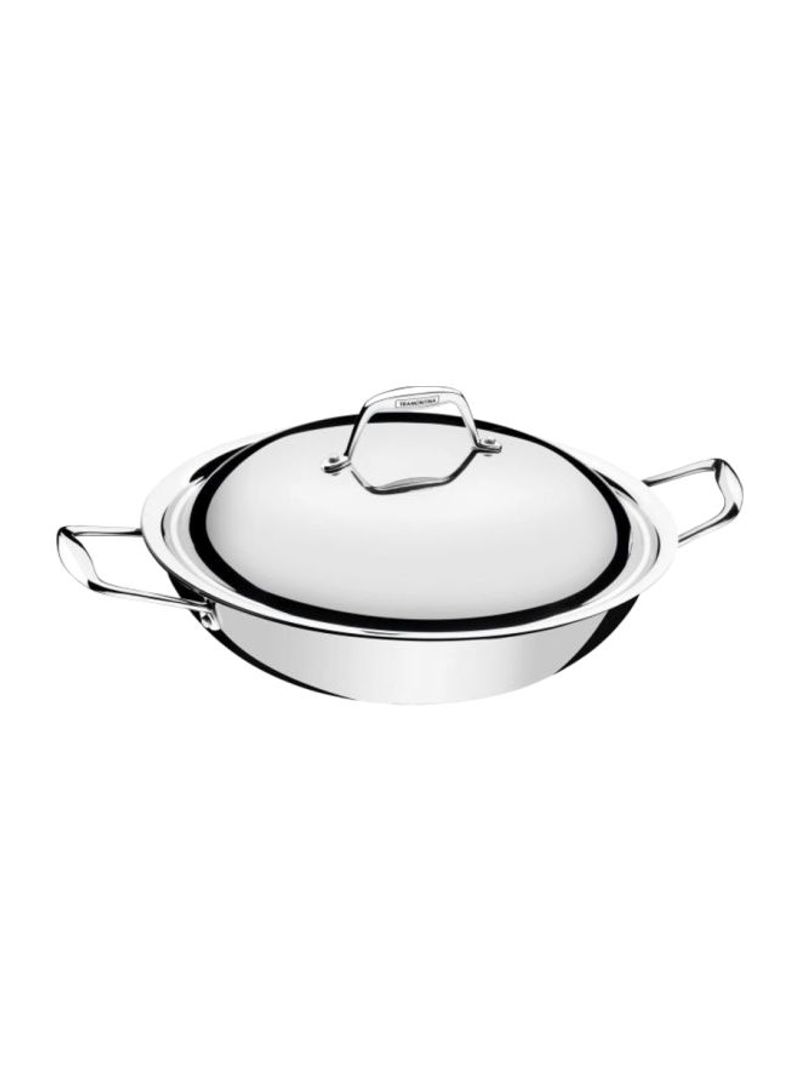 Wok With Lid Silver 32cm