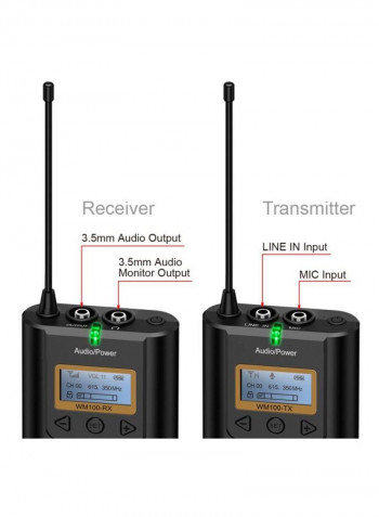 UHF 48-Channels Wireless Microphone Set CVM-WM100 Black