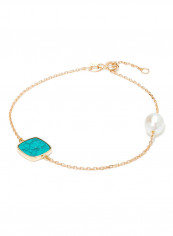 18 Karat Rose Gold Turquoise And Pearl Two Stone Bracelet