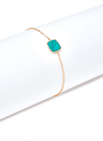 18 Karat Rose Gold Turquoise And Pearl Two Stone Bracelet