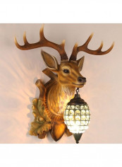 Retro Deer Lamps Antlers LED Wall Light Warm White
