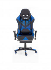 Gaming Chair Racing Style With Retractable Footrest Blue/Black 135x74x21cm