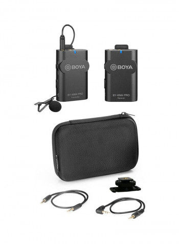 2.4G BY-WM4 Pro K1 Portable Wireless Microphone System 17*11.5*5.3cm Black