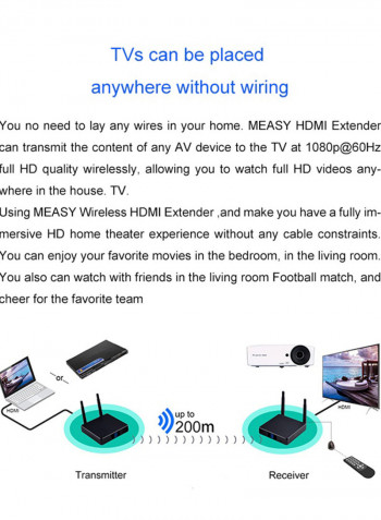 FHD686 2.4G/5G Wirelessly HDMI Audio Video Transmitter and Receiver V6059EU_P Black