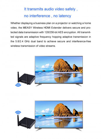 FHD686 2.4G/5G Wirelessly HDMI Audio Video Transmitter and Receiver V6059EU_P Black