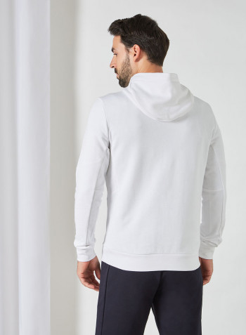 Terry Logo Hoodie White