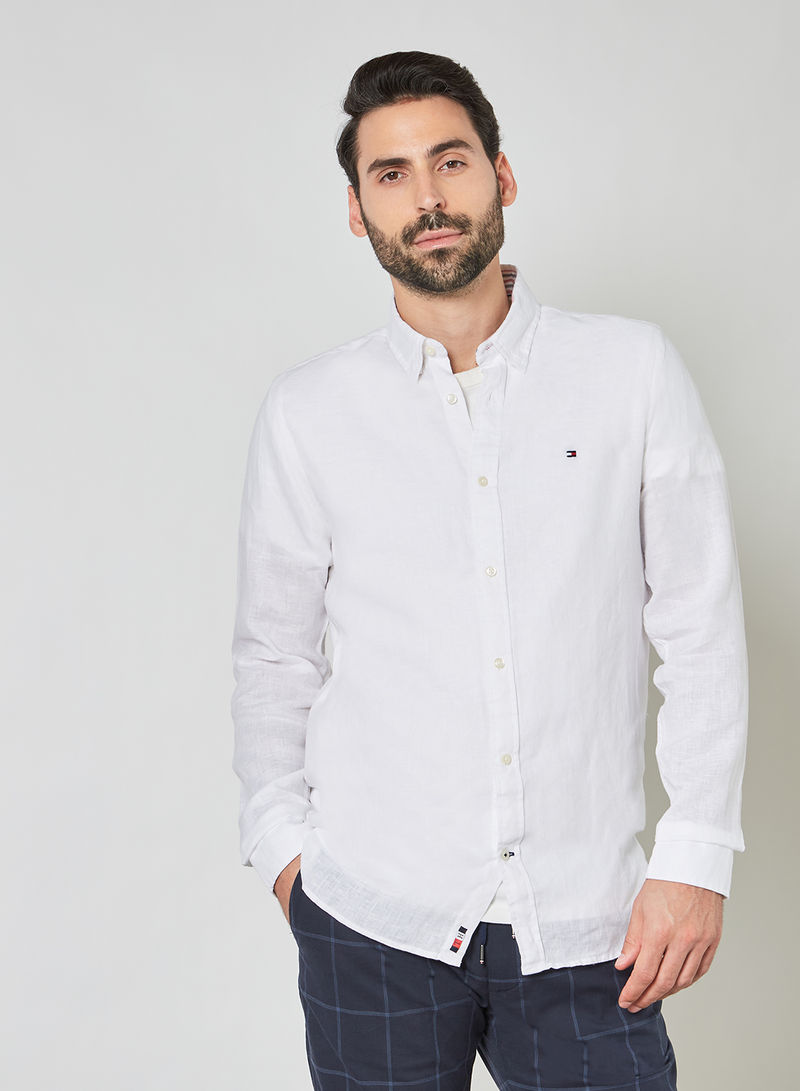 Signature Embroidery Slim Fit Shirt White