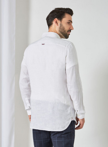 Signature Embroidery Slim Fit Shirt White