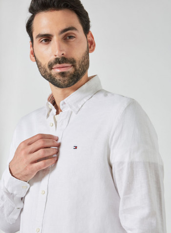 Signature Embroidery Slim Fit Shirt White