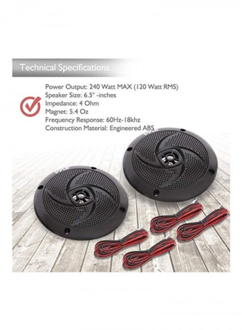 2-Piece Stereo Marine Speaker B078JBSPRJ Black