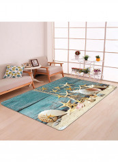 Starfish Print Anti-Skid Soft Mat Blue/Brown 120X180centimeter