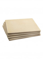 4-Piece Pizza Grilling Stone Tiles Beige 8.3x8.3x2.6inch