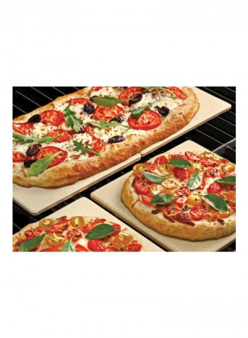 4-Piece Pizza Grilling Stone Tiles Beige 8.3x8.3x2.6inch