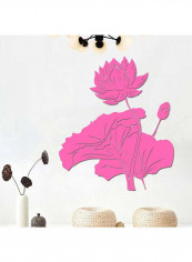 1-Piece 3D Acrylic Lotus Flower Wall Sticker Pink