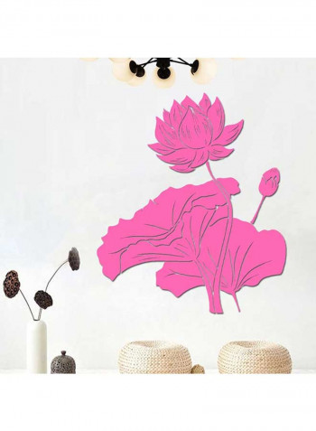 1-Piece 3D Acrylic Lotus Flower Wall Sticker Pink